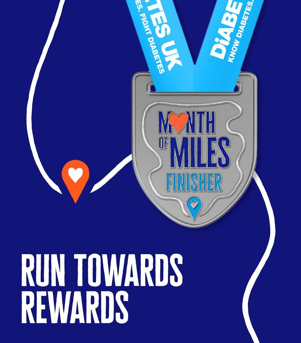 Collect your Month of Miles finisher medal as you complete your Diabetes UK running challenge 