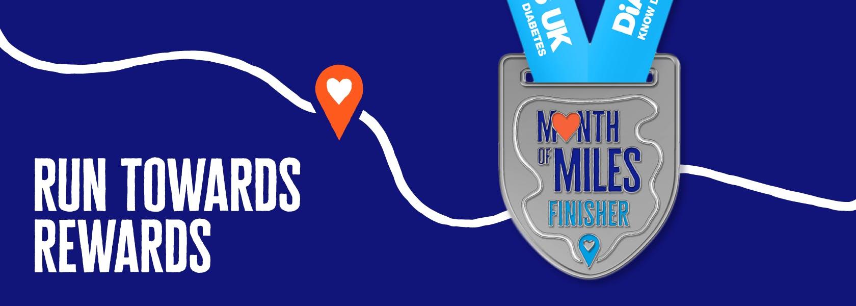 Collect your Month of Miles finisher medal as you complete your Diabetes UK running challenge 